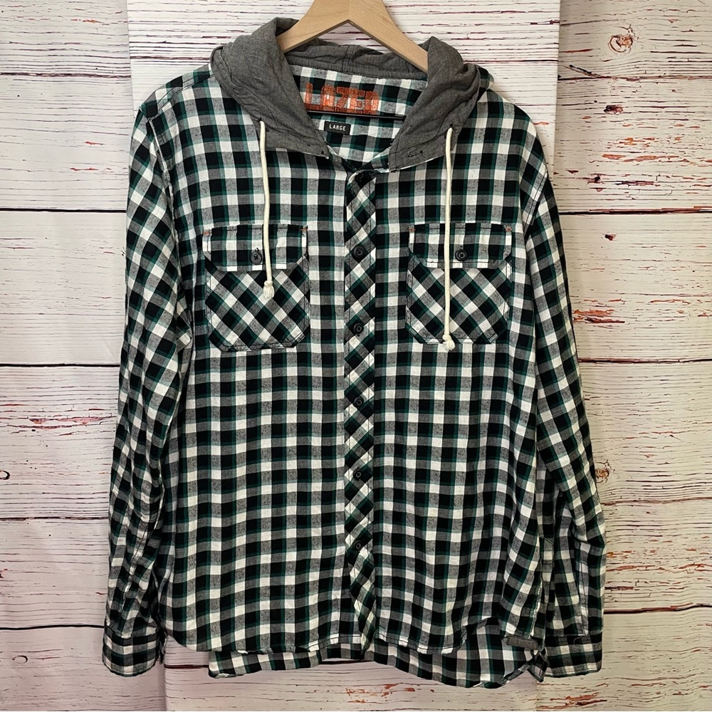 Lazer Men's Hooded Plaid Flannel - size L